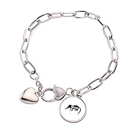 Shrews Black And White Animal Heart Chain Bracelet Jewelry Charm Fashion