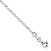 Sterling Silver Anklet 9 inch 1.5 mm Polished Rolo Chain with 1in ext.