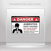 Decals Stickers Danger Asbestos Dust Hazard. May Cause Cancer Or Lung (7 X 4.56 Inches)