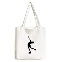 Winter Sport Outline Female Skating Tote Canvas Bag Shopping Satchel Casual Handbag