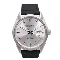 COPHA BASIC TIME 42 Men's Watch, Leather Silver x Black, Black, silver black leather, Scandinavian modern design