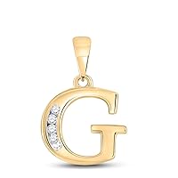 The Diamond Deal 10kt Yellow Gold Womens Round Diamond G Initial Letter Pendant 1/20 Cttw