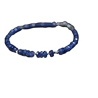Natural Blue Sapphire 4-4.5mm Rondelle Shape Faceted Cut Gemstone Beads 7 Inch Silver Plated Clasp Bracelet For Men, Women. Natural Gemstone Link Bracelet. | Lcbr_01709