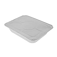Restaurantware LIDS ONLY: Foil Lux Foil Pan Lids 25 Oven-Ready Foil Tray Lids -Pans Sold Separately Fits Half-Size Steam Table Lids Freezable SilverAluminum Disposable Baking Pan Lids