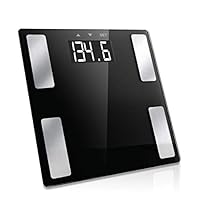 Vivitar PS-V163-B Body Analysis Digital Bathroom Scale With An Easy To Read LCD Display Wireless Weight Smart Body Fat Scale Sleek Tempered Glass Platform, Large Display, 400 Pounds, Black