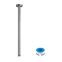 Lordear Shower Arm 12 Inch Chrome Ceiling Mount Shower Arm and Flange,12” Shower Head Extension Arm Design for Rainfall Showerhead,Round Pipe