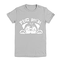 Pug Mom Plus Size Dog Lovers Girls Boys Youth Tee T-Shirt Ash