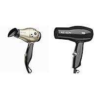 REVLON 1875W Compact Folding Handle Hair Dryer | Great for Travel & Compact Hair Dryer | 1875W Lightweight Design, Perfect for Travel, (Black)