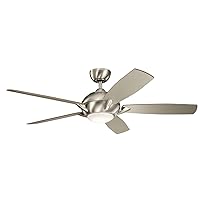 Kichler Lighting 330001BSS Geno-54 Ceiling Fan with Light Kit, Brushed Stainless Steel Walnut/Silver Blade Finish, 54 inches
