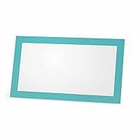 Misty Blue Place Cards - Flat or Tent Style - 10 or 50 Pack - White Blank Front Solid Color Border Placement Table Name Dinner Seat Stationery Party Supplies Occasion Event Holiday (50, Flat Style)
