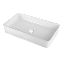 24 Vessel Sink Rectangle - Sarlai 24 x 14 Inch Bathroom Sink Modern Large Rectangular Above Counter White Porcelain Ceramic Bathroom Vessel Vanity Sink Art Basin