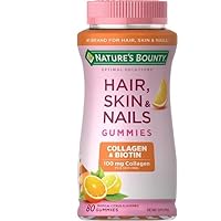 Natures Bounty Optimal Solutions Hair, Skin & Nails with Biotin and Collagen, Citrus-Flavored Gummies Vitamin Supplement, 2500 mcg, 80 Count (Tool ONLY)