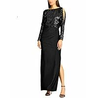 Lauren Ralph Lauren Womens Perina Sequined Blouson Evening Dress Black 2