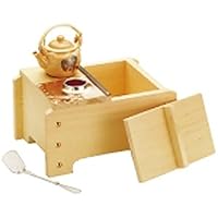 Yamako 23102 Hinoki Square Boiled Tofu Set for 1 Person with Tofu Scoop, Soup