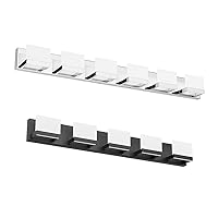 Tipace Modern 6 Lights LED Vanity Light for Bathroom Up and Down Chrome and 5 Lights Black Bathroom Wall Light Fixtures Over Mirror(White Light 6000K)