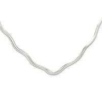 925 Sterling Silver Polished Flexible Wavy V Shape Neck Collar Necklace Jewelry for Women