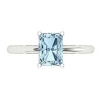 Clara Pucci 1.85 ct Radiant Cut Solitaire Stunning Sky Blue Topaz Classic Anniversary Promise Bridal ring Solid 18K White Gold for Women