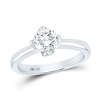 The Diamond Deal 14kt White Gold Round Diamond Solitaire Bridal Wedding Engagement Ring 1 Cttw