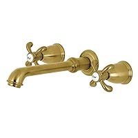 Kingston Brass KS7127TX 8-Inch Center Wall Mount Bathroom Faucet, Brushed Brass, 13 x 10.44 x 4.75