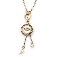 Avalaya Vintage Inspired Mother of Pearl 'Angel' Pendant On Burn Gold Chain Necklace - 36cm Length/ 7cm Extension