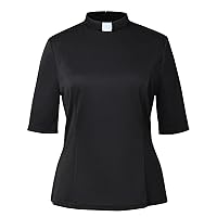 Womens Church Clergy Shirt with Tab Collar Spring/Summer Half Sleeve Slim Blouse Top