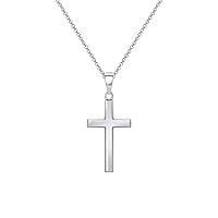 BLING BIJOUX Jewelry Sterling Silver Minimalist Plain Silver Cross for men for unisex with 24 inchces silver Rolo Chain in Gift Box