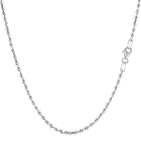 14k SOLID Yellow or White Gold 1.25mm Shiny Diamond-Cut Royal Solid Rope Chain Necklace for Pendants and Charms with Lobster-Claw Clasp (16