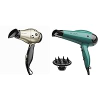 REVLON 1875W Compact Folding Handle Hair Dryer | Great for Travel & Volume Booster Hair Dryer | 1875W for Voluminous Lift and Body, (Green)