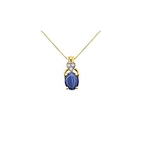 RYLOS Necklaces For Women 14K Yellow Gold - Diamond & Blue Star Sapphire Pendant Necklace With 18