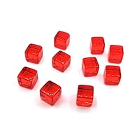 200Pcs/set Clear 8mm Acrylic Dices Game Props Educational Toy for Children Colorful Square Corner Cube Blank Dices Sets (Red)