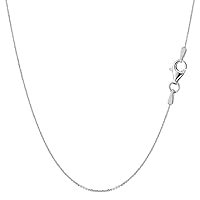 The Diamond Deal 925 Sterling Silver Rhodium Plated 0.6mm Thick Cable Chain Necklace for Pendants And Charms With Lobster-Claw Clasp For Men And Women’s Jewelry in Many Sizes (16