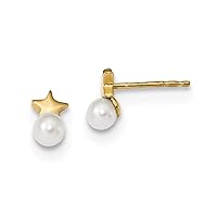 14k Gold Freshwater Cultured Pearl Star Polished Post Earrings Measures 8.2mm long Jewelry for Women