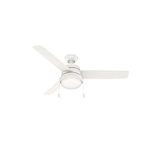Hunter Fan Company, 50387, 52 inch Aker Fresh White Indoor / Outdoor Ceiling Fan with LED Light Kit and Pull Chain