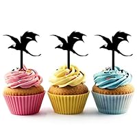 TA0966 Dragon Fly Silhouette Party Wedding Birthday Acrylic Cupcake Toppers Decor 10 pcs