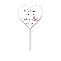 Shakespeare Music be the Food of Love Toothpick Flags Heart Lable Cupcake Picks