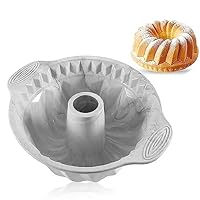 Bundt Cake Pans for Baking,9 Inch Silicone Cake Pan,Non-Stick Fluted Bundt Cake Pan with Sturdy Handle,Cake Molds for Baking,Multi-Purpose Baking Pan for Cakes, Bread, Pie, and Jelly