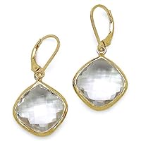 14K Yellow Gold Plated 23.86 Carat Genuine Crystal Quartz Sterling Silver Earrings