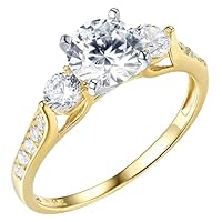 2Ct Round Cubic Zirconia Engagement Wedding Ring for Womens 14K Yellow Gold Over