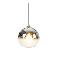Round Bubble Colored Glass Ceiling Lamp, for Hanging On The Ceiling, Adjustable, Decorated, for Restaurant, Bar, Cafeteria, Clothing E27 Flush Mount Light (Color : Silver)