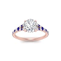 Choose Your Gemstone Round Split Halo Pave Diamond CZ Ring rose gold plated Round Shape Halo Engagement Rings Matching Jewelry Wedding Jewelry Easy to Wear Gifts US Size 4 to 12