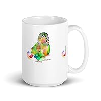 Ceramic Coffee Mug Novelty Greenish Cockatiel Parakeet Cockatoo Enthusiast White glossy mug