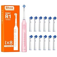 Bitvae R1 Rotating Electric Toothbrush Pink with 13 Ultimate Clean Replacement Brush Heads