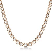 Allurez Modern Brilliant Cut Diamond Eternity Tennis Necklace G-H SI1-SI2 14k Rose Gold (7.93ct)