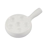 CAC China Porcelain Round Escargot Dish with Handle, 10-3/4 by 7-1/2 by 1-1/2-Inch, Super White, Box of 24