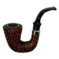 Shire Carved Hungarian Calabash Wood Tobacco Pipe w/ Saddle Stem & Filter