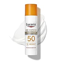 Sun Age Defense SPF 50 Face Sunscreen Lotion with Hyaluronic Acid, Facial Sunscreen with 5 Antioxidants, 2.5 Fl Oz Bottle (Color: White) Eucerin Sun Age Defense SPF 50 Face Sunscreen Lotion with Hyaluronic Acid, Facial Sunscreen with 5 Antioxidants, 2.5 Fl Oz Bottle (Color: White)