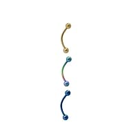 Body Jewelry - Ball Beads Titanium Curved Rook Earring (Gold (Color))