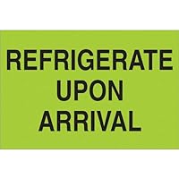 Tape Logic Aviditi Tape Logic 2 x 3,Refrigerate Upon Arrival Fluorescent Green Warning Sticker, for Shipping, Handling, and Packing (1 Roll of 500 Labels)