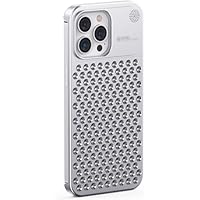 ONNAT-Aluminum Alloy Case for iPhone 15 with Metal Cooling Hollow Aromatherapy Case Anti-Scratch (Silver)