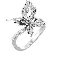 2/3 Carat Natural Diamond Butterfly Ring for Women in 14k Gold (I-J, SI1-SI2, cttw) Anniversary Ring Size 4 to 10.5 by VVS Gems